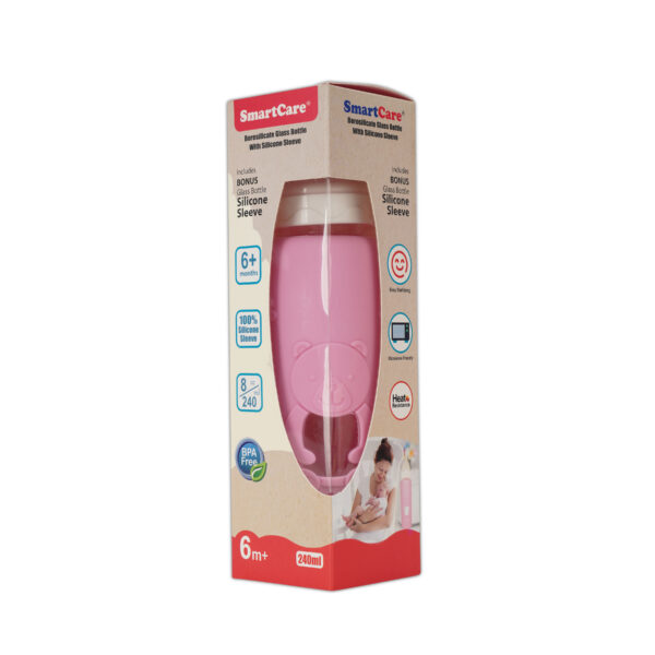 Borosilicate glass bottle with silicone sleeve