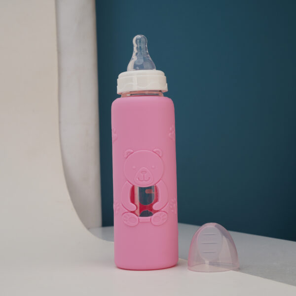 Borosilicate glass bottle with silicone sleeve