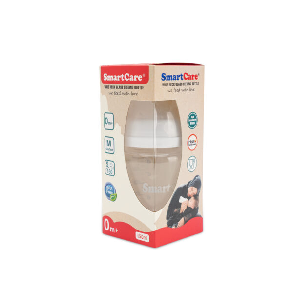 SmartCare Wide Neck Glass Feeding Bottle (5 Oz)