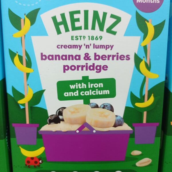 HEINZ creamy 'n' lumpy banana & berries porridge with iron & calcium (7+ month)