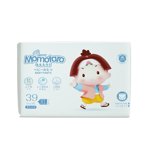 Momotaro Premium Baby Diaper Belt XL 38pcs (12-17kg) Momotaro Premium Baby Diaper – Japan Quality, Ultra Soft & Super Absorbent Give your baby the comfort and protection they deserve with Momotaro Premium Baby Diapers, crafted with advanced Japanese absorbent technology. Designed for babies with sensitive skin, Genkikun ensures all-day dryness, rash-free comfort and maximum leakage protection. ⭐ Key Features Ultra-Soft Cottony Surface – Gentle on newborn-sensitive skin. Japan-Origin Air-Flow Layer – Keeps skin cool, fresh & irritation-free. 12+ Hours Long Absorption – Overnight dryness with zero leakage. 3D Bubble Core – Instantly locks in liquid and prevents sagging. Wetness Indicator Line – Helps parents know when it’s time to change. 360° Stretch Waistband – Perfect, comfortable fit for active babies. Anti-Rash & Hypoallergenic – Dermatologist-tested for sensitive skin. ⭐ Why Parents Love Momotaro Momotaro is trusted because it delivers premium Japanese quality without compromise. Breathable layers, cloud-soft materials and superior absorption make it ideal for day & night.